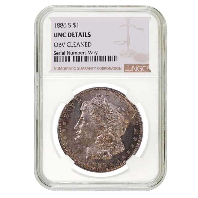 1886 S Morgan Silver Dollar $1 NGC UNC Details