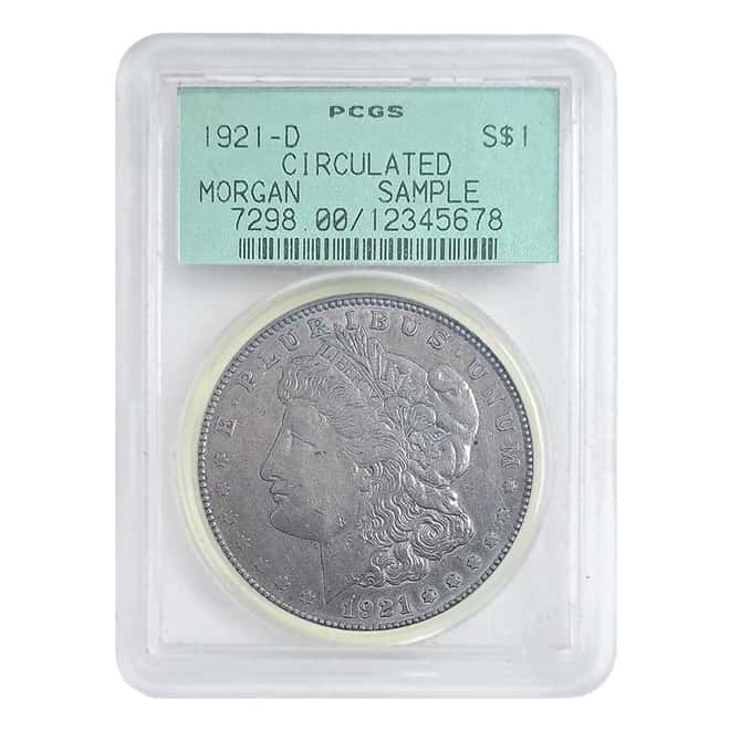 1921-D Morgan Silver Dollar $1 Sample Slab PCGS Circulated