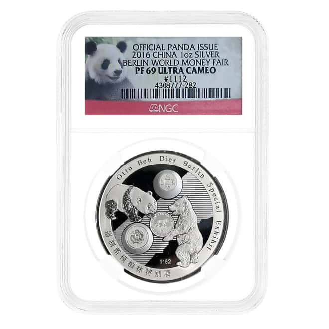 2016 1 oz Chinese Proof Silver Panda Medal Berlin World Money Fair NGC PF 69