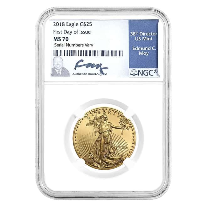 2018 1/2 oz $25 Gold American Eagle NGC MS 70 FDOI (Moy)