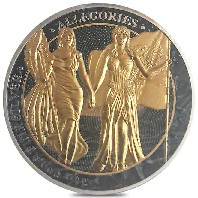 2019 1 oz Columbia & Germania The Allegories 5 Marks Ruthenium Silver Coin