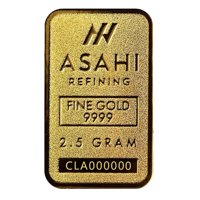 2025 2.5 Gram Asahi Lunar Snake Gold Bar .9999 Fine (in Assay)