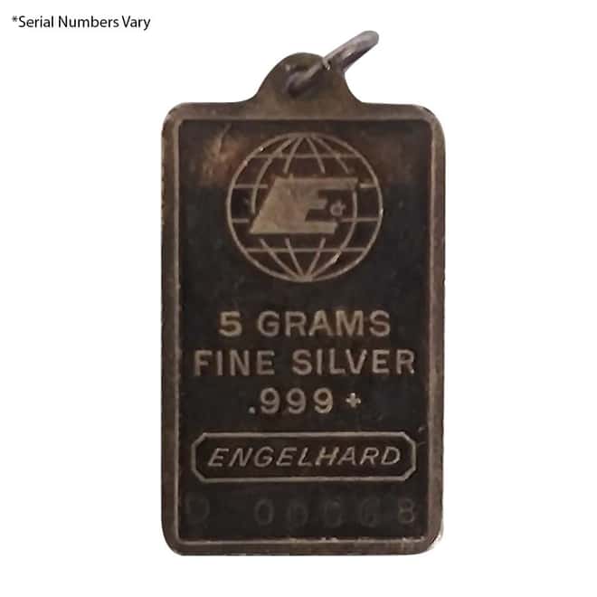 5 gram Engelhard Silver Vintage Bar .999 Fine (Pendant Variation)