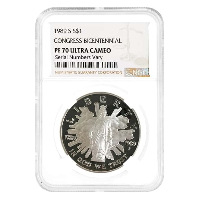 1989 S Congress Bicentennial $1 Silver Dollar Commemorative NGC PF 70 UCAM
