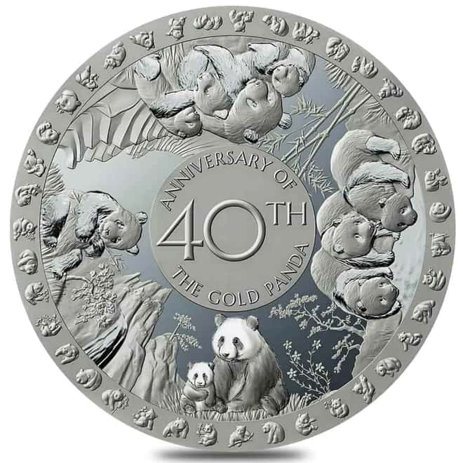 2022 50 gram Silver 40th Ann of the Gold Panda Domed Coin Solomon Islands .999 Fine (w/Box & COA)