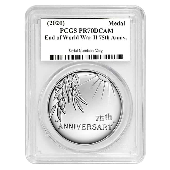 1 oz End of WWII 75th Anniversary Proof Silver Medal PCGS PF 70 (Iwo Jima Label)