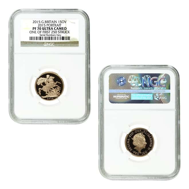 2015 2.0599 oz British Proof Gold Sovereign 5th Portrait 5-Coin Set NGC PF 70 UCAM