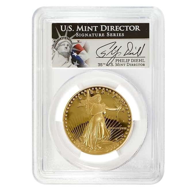 1988 W 1 oz $50 Proof Gold American Eagle PCGS PF 70 DCAM (Philip Diehl Sign)