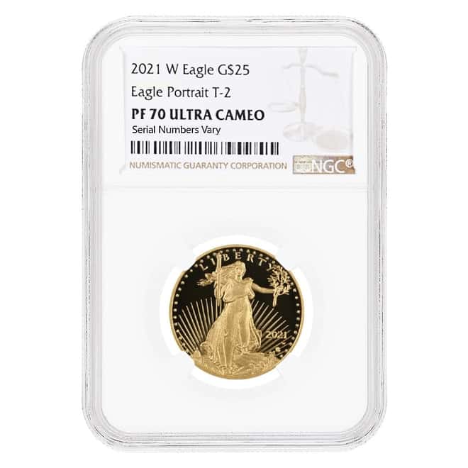 2021-W 1/2 oz $25 Proof Gold American Eagle Type 2 NGC PF 70 UCAM