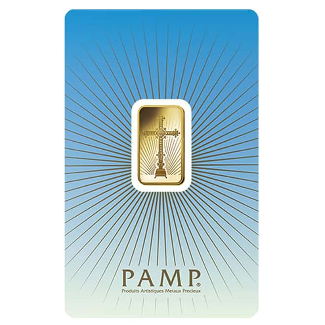 Box of 25 - 5 gram PAMP Suisse Gold Bar - Romanesque Cross (in Assay) .9999 Fine