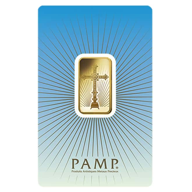 10 gram PAMP Suisse Gold Bar - Romanesque Cross (in Assay) .9999 Fine