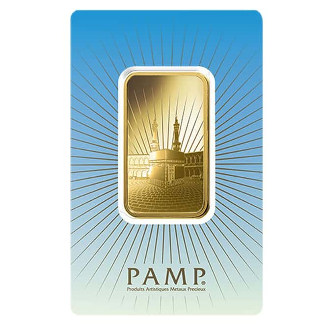 Box of 25 - 1 oz PAMP Suisse Gold Bar - Ka ´Bah, Mecca (In Assay) .9999 Fine