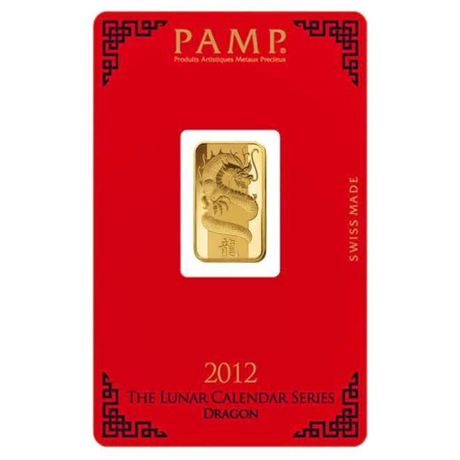 5 gram PAMP Suisse Year of the Dragon Gold Bar (In Assay)