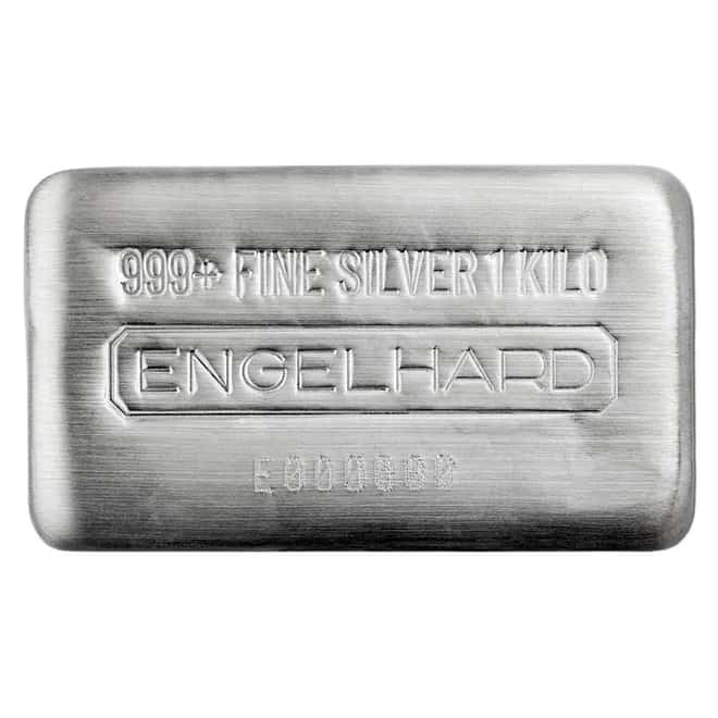 New - 1 Kilo Engelhard Cast Silver Bar .999+ Fine