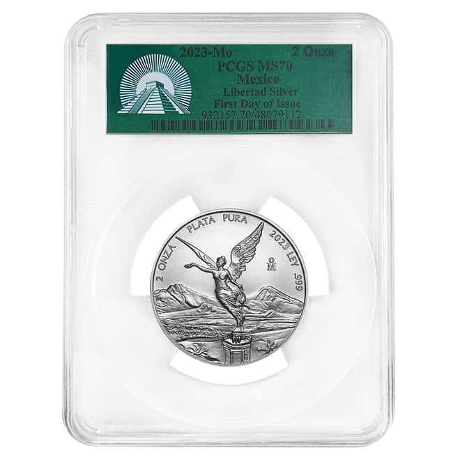 2023 2 oz Mexican Silver Libertad Coin PCGS MS 70 FDOI