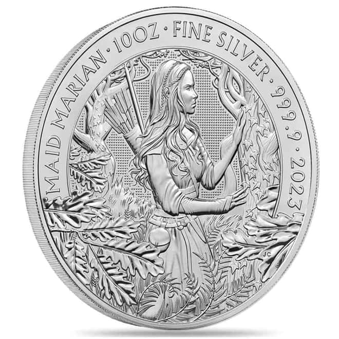 2023 Great Britain 10 oz Maid Marian Silver Coin .9999 Fine BU