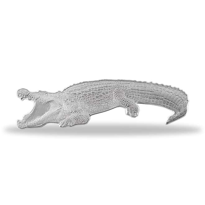 2021 Solomon Islands 1 oz Nile Crocodile Shaped Silver Coin - Animals of Africa .9999 Fine (w/Box & COA)