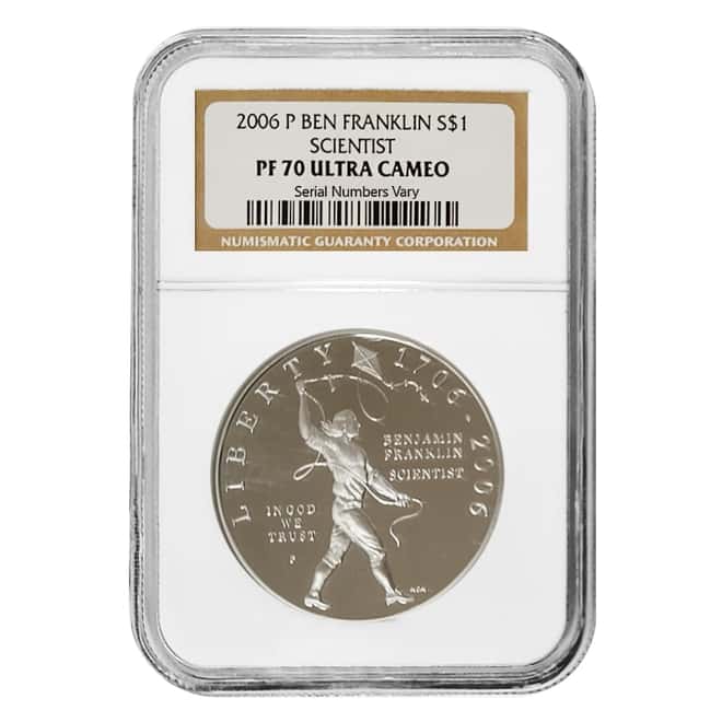 2006 P Benjamin Franklin Scientist $1 Silver Dollar NGC PF 70 UCAM