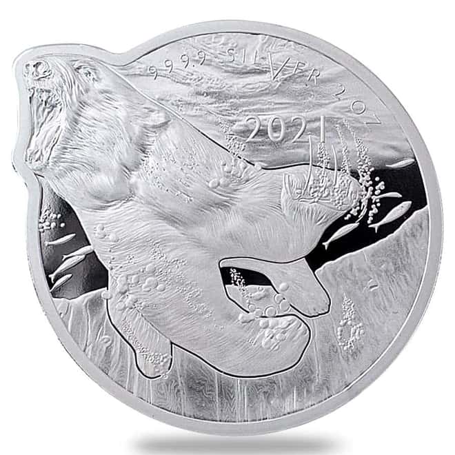 2021 2 oz Silver Polar Bear - Ocean Predators Solomon Islands $5 Coin .9999 Fine (w/Box & COA)