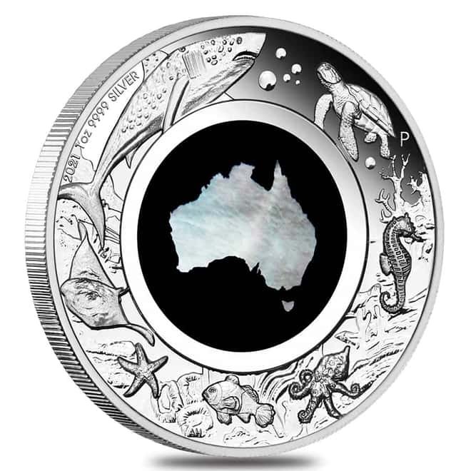 2021 1 oz Proof Silver Great Southern Land Mother of Pearl Coin Australian Perth Mint (w/Box & COA)