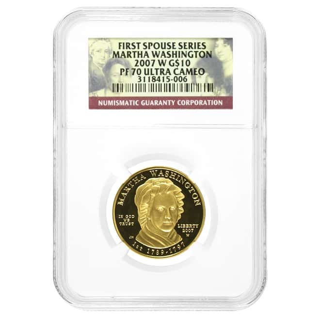 2007 W 1/2 oz $10 First Spouse - Martha Washington Proof Gold Coin NGC PF 70 UCAM