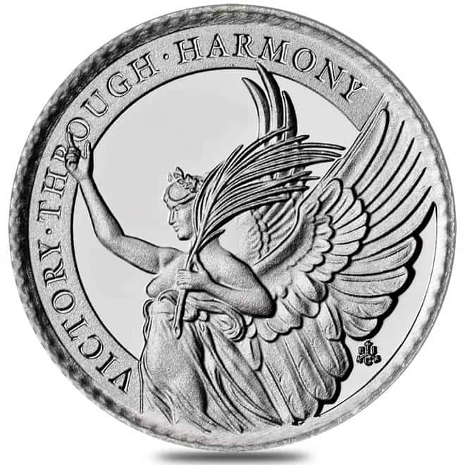 2021 St. Helena 1/10 oz Platinum The Queen's Virtues - Victory Coin .9995 Fine BU