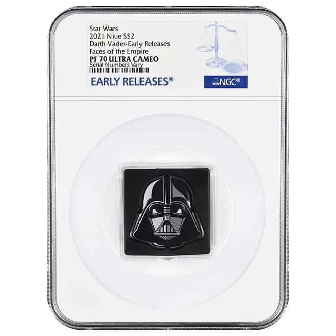 2021 Niue 1 oz Silver Darth Vader Shaped Coin Star Wars Faces of the Empire NGC PF 70 ER