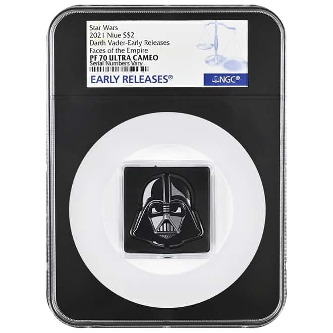 2021 Niue 1 oz Silver Darth Vader Shaped Coin Star Wars Faces of the Empire NGC PF 70 ER (Retro)