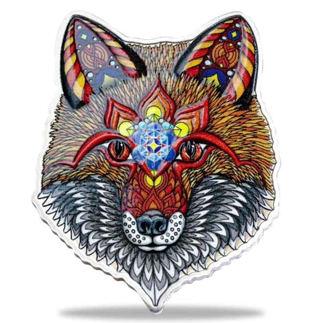 2021 Solomon Islands 1 oz Electric Fox - Spirit Animals Colorized Silver Coin .9999 Fine (w/Box & COA)