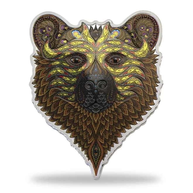 2021 Solomon Islands 1 oz Grizzly - Spirit Animals Colorized Silver Coin .9999 Fine (w/Box & COA)
