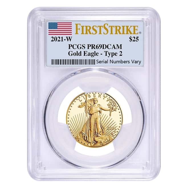 2021-W 1/2 oz $25 Proof Gold American Eagle Type 2 PCGS PF 69 FS DCAM