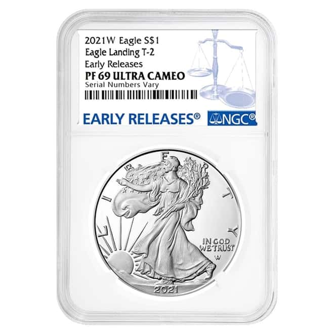 2021-W 1 oz Proof Silver American Eagle Type 2 NGC PF 69 ER