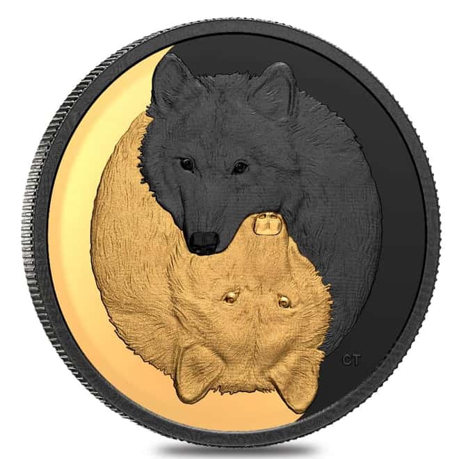 2021 Canada 1 oz Silver The Grey Wolf - Black and Gold Coin Series .9999 Fine (w/Box & COA)