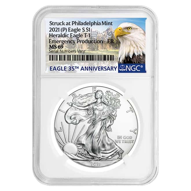 Lot of 20 - 2021 (P) 1 oz Silver American Eagle NGC MS 69 ER (Eagle) Emergency Production