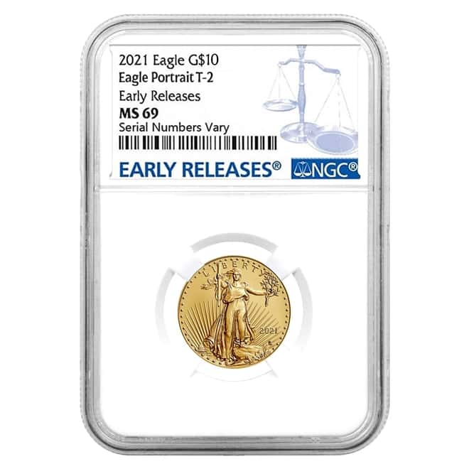 2021 1/4 oz Gold American Eagle Type 2 NGC MS 69 Early Releases