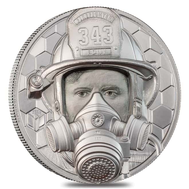 2021 1 oz Proof Platinum Real Heroes - Firefighter Coin Cook Islands .9995 Fine (w/Box & COA)