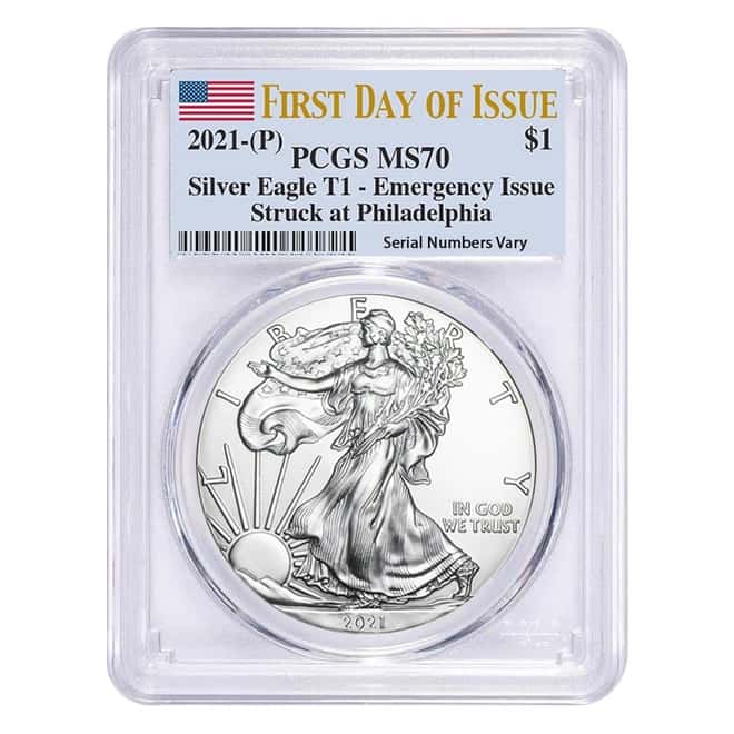 Lot of 20 - 2021 (P) 1 oz Silver American Eagle PCGS MS 70 FDOI Emergency Issue