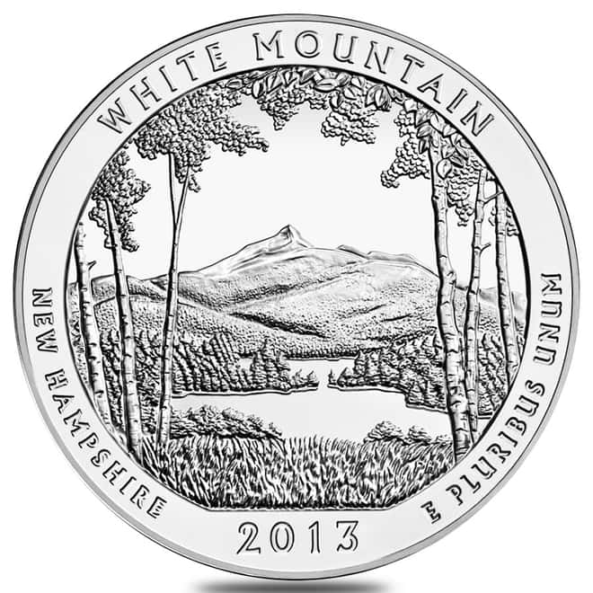 2013 5 oz Silver America the Beautiful ATB New Hampshire White Mountain National Park Coin