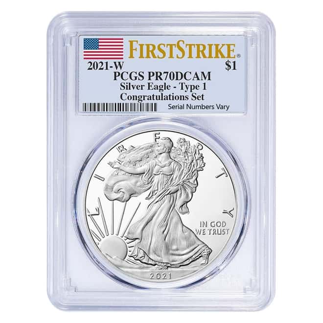 2021-W 1 oz Proof Silver American Eagle Congratulations Set PCGS PF 70 DCAM First Strike