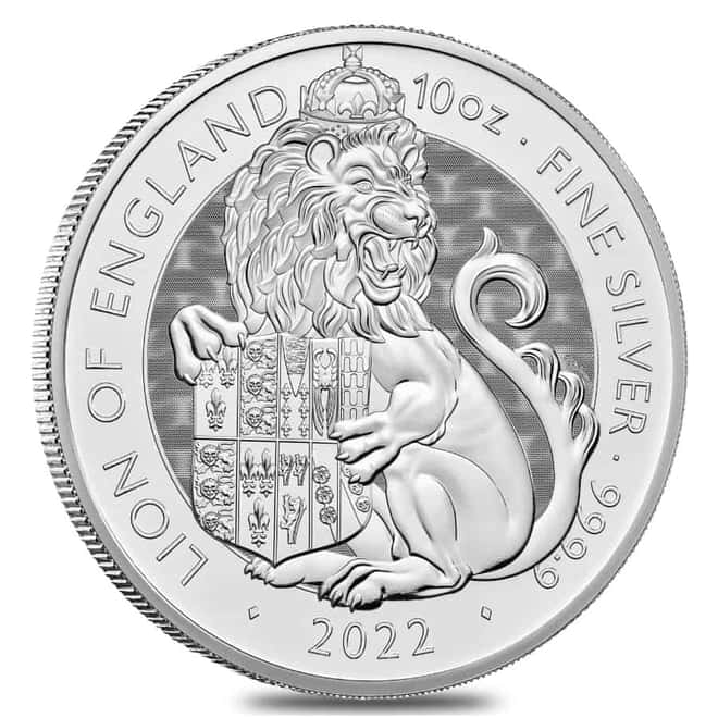 Box of 15 - 2022 Great Britain 10 oz Silver The Tudor Beasts Lion of England Coin .9999 Fine BU
