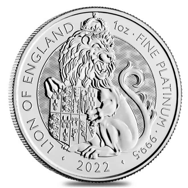 2022 Great Britain 1 oz Platinum The Tudor Beasts Lion of England Coin .9995 Fine BU