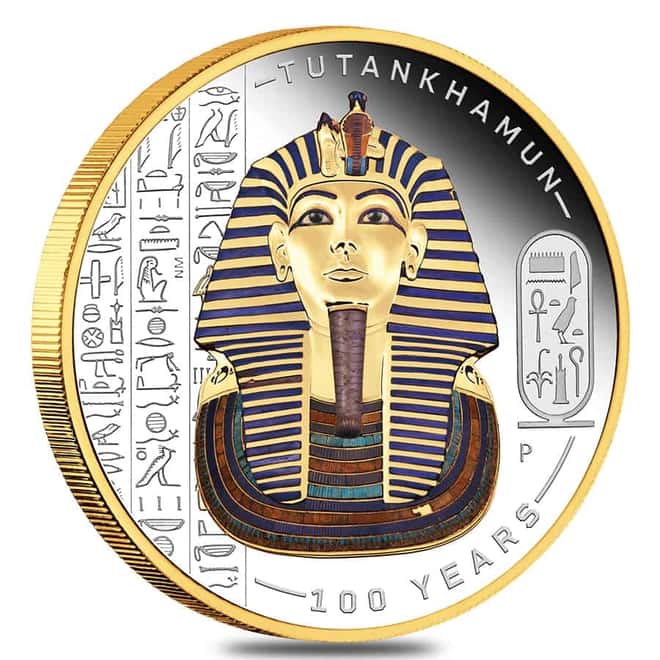 2022 Tuvalu 2 oz Proof Silver Tutankhamun Discovery Coin .9999 Fine (w/Box & COA)