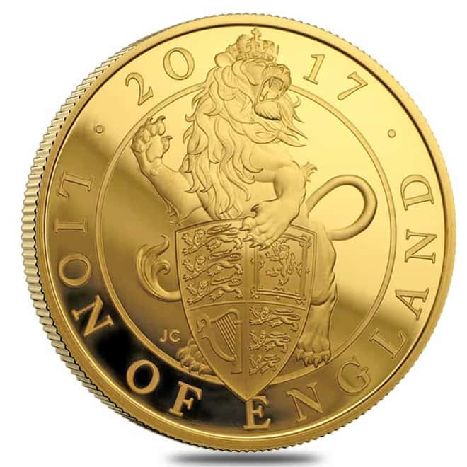 2017 Great Britain 1 oz Proof Gold Queen's Beasts Lion of England Coin .9999 Fine (w/Box & COA)