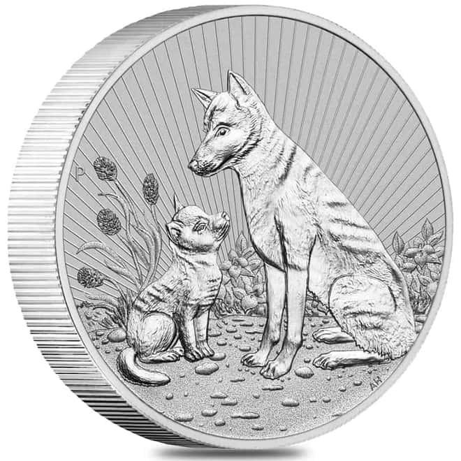 Monster Box of 100 - 2022 2 oz Silver Australian Piedfort Dingo Mother and Baby Perth Mint .9999 Fine BU Next Generation