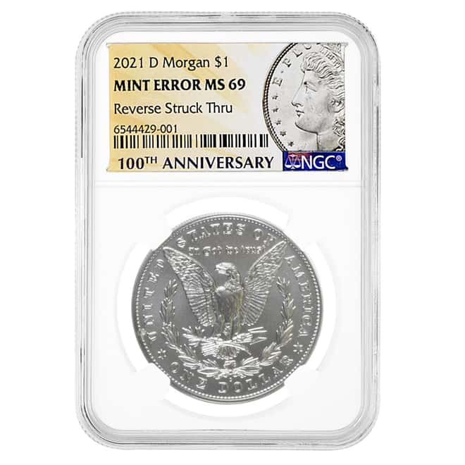 2021-D Morgan Silver Dollar Centennial NGC MS 69 Mint Error (Rev Struck Thru)