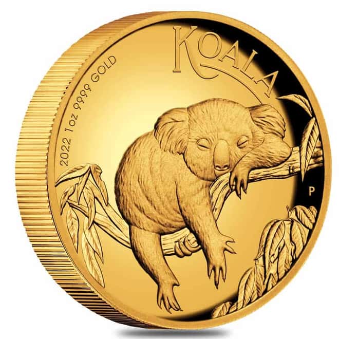 2022 1 oz Proof Gold Australian Koala High Relief Coin Perth Mint .9999 Fine (w/Box & COA)