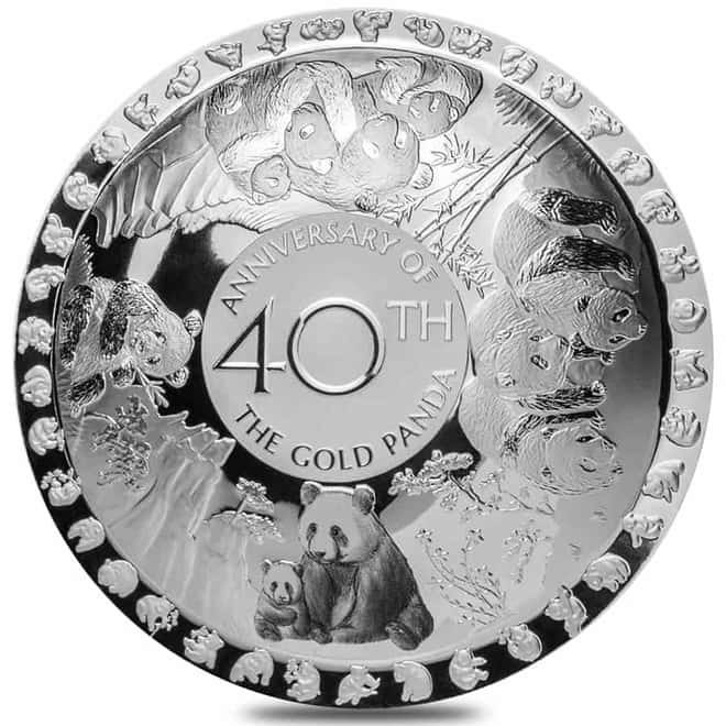 2022 50 gram Silver 40th Ann of the Gold Panda Domed Coin Solomon Islands .999 Fine (w/Box & COA)