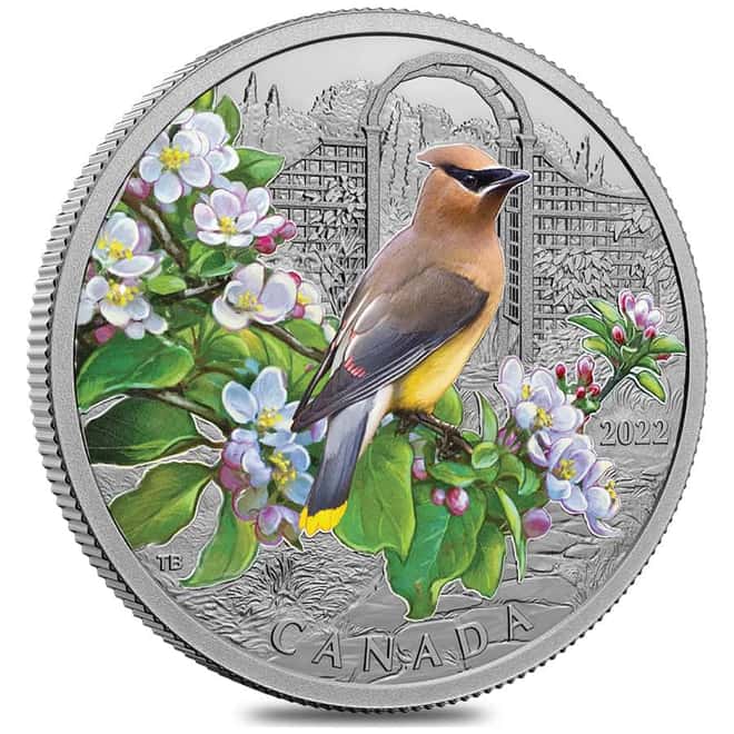 2022 Canada 1 oz Proof Silver Colorful Birds - Cedar Waxwing Coin .9999 Fine (w/Box & COA)