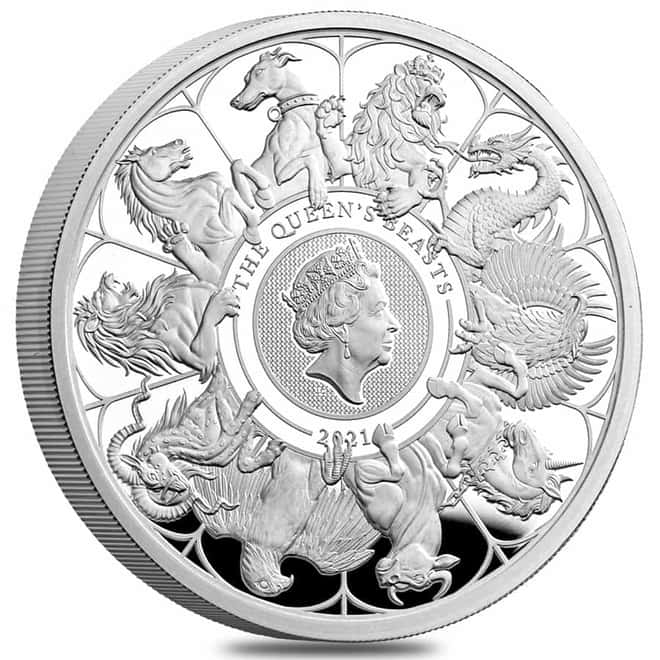 2021 Great Britain 1 oz Proof Silver Queen's Beasts Griffin of Edward Coin .999 Fine (w/Box & COA)