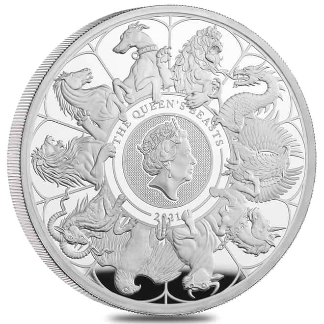 2021 Great Britain 2 oz Proof Silver Queen's Beasts Completer Coin .999 Fine (w/Box & COA)